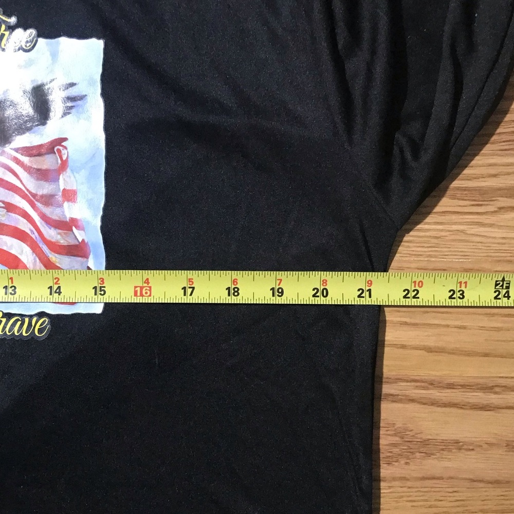 Home of the Free USA Flag Logo Shirt Long Sleeve Black Performance Dr-Fit - Picture 6 of 9